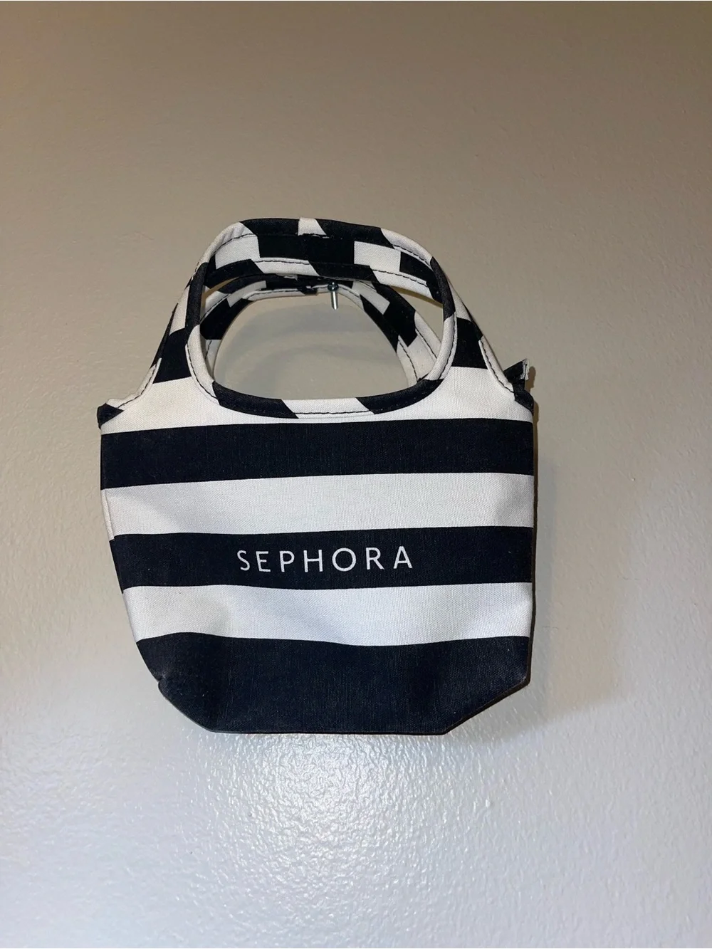 Sephora Black and White Striped Cosmetic Tote
